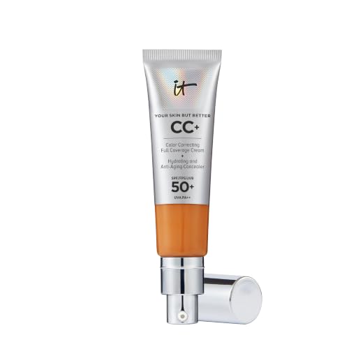 Image of IT Cosmetics CC+ Cream SPF 50+ Full-Coverage CC Foundation, Hydrating Skincare, With Hyaluronic Acid, Niacinamide & Vitamin E for a Radiant Finish, Your Skin But Better, Shade: Rich, 32ml
