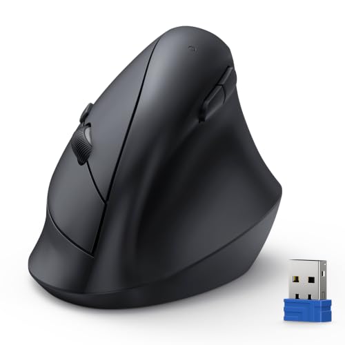 Image of TECKNET Ergonomic Mouse, Vertical Wireless Mouse 2.4G, Computer Mouse with 6 Adjustable 4800 DPI, Quiet Clicks Optical Mice, USB A Receiver, 6 Buttons for Laptop, Desktop, PC - Black
