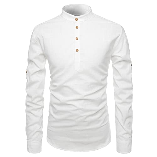 Image of Men's Full Sleeve Beige Color Cotton Blend Spread Slim Fit Shirt Style Kurta for Men and Boys