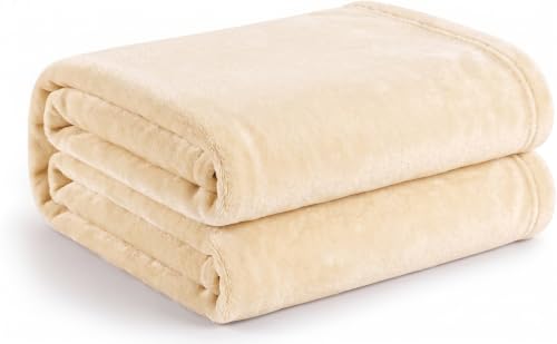 Image of Cotton Bolls Textiles Cozy Plush AC Blanket for Single Bed, Lightweight All Season Blanket, Ultra Soft Blanket for AC Room, Mild Winter, Can Be Used as Bedsheet in Winter, 60x90 Inches, Cream