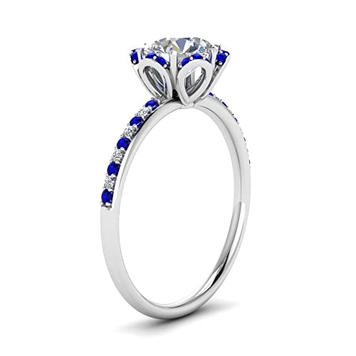 Image of 55Carat Choose Your Gemstone 6 Petal Ring Sterling Silver Round Shape Halo Engagement Rings Well Shaped for Any Gift Giving Occassion Modern Style Enchating Women US Size 4 to 12
