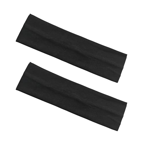 Quacc 2 PCS Fashion Sport Headbands for Women, 5cm Wide Elastic Hair Headband Non Slip Soft Stretchy Headband for Workout, Yoga, Gym, Running, Makeup - Black