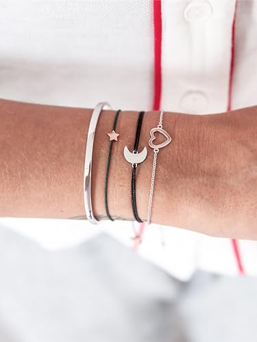 GLANZSTÜCKE MÜNCHEN Damen-Armreif Sterling Silber flexibel einstellbar - Bangle in Silberfarben/Silber-Armband für Gravur