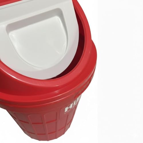 Image of HiBi 75 Litre Dustbin - Large Outdoor Waste Bin | Heavy Duty Garbage Container | Durable Plastic Trash Can for Home, Office, Hospitals, Public Areas (Red Colour)