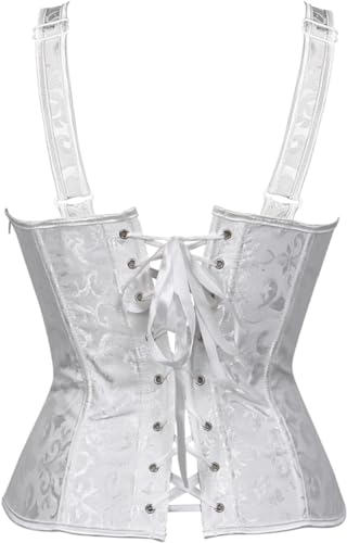 Image of Women's Lace up Gothic Jacquard Shoulder Straps Tank Overbust Shaper Corset Bustiers Top