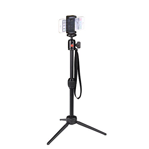 CAMBOFOTO Trépied de Table pour téléphone Portable avec rotule à 360 degrés et Support de téléphone en Alliage d'aluminium Mini trépied Support pour Appareil Photo/téléphone Cover