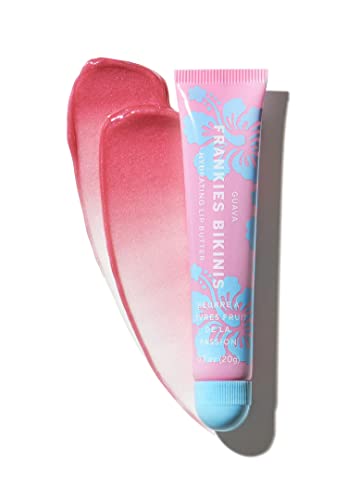 Frankies Bikinis Lip Butter Gloss, Sleeping Vegan Lip Mask Overnight, Moisturizing Lip Plumper, Vitamin E Lip Balm Moisturizer, Hydrating Lip Oil with Cocoa Butter, Made in USA, Guava 0.7 Ounces