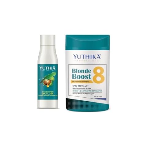 Yutika Professional Hair Color Developer Cream (30 Volume, 9%) 16.90 Fl Oz & Blonder Bleach Powder 17.64 Oz - Lifts Up to 8 Levels, Ideal for Lightening, Highlights, and Permanent/Semi-Permanent Hair Cover