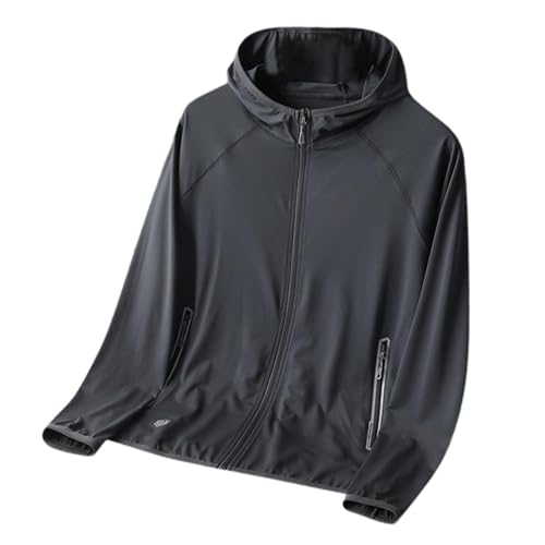 Qianly Mens Sun Protection Jacket Cooling Men Sun Shirts for Golf Riding Hiking Sports Dark Gray