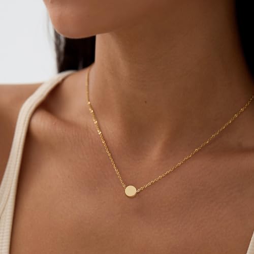 Valloey Rover Gold Necklace for Women 14K Gold Plated Circle Cubic Zirconia Pendant Necklace Dainty Twist Rope Chain Necklace Simple Jewelry Gift for Women2