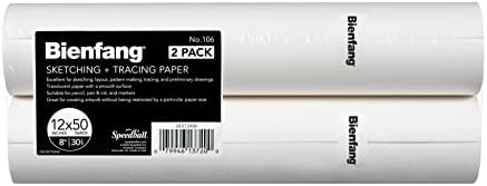 Bienfang Sketching & Tracing Paper Roll, White, 12 Inches x 50 Yards (2-Pack) - for Drawing, Trace, Sketch, Sewing Pattern