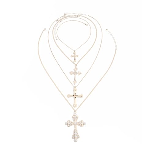 GUYOSWXNM Collar de múltiples capas para mujer con diseño en forma de cruz - regalo de joyería de moda para mujer (Estilo 02)