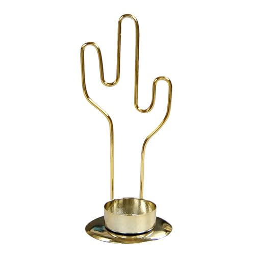 Candelabros de hierro dorado con forma de cactus, soporte de metal decorativo redondo para velas de té, decoración del hogar, soporte de hierro forjado