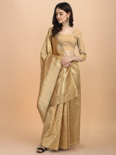 Jaanvi fashion Women's Banarasi Silk Sarees With Zari Jacquard Work & Blouse Piece - Image 4