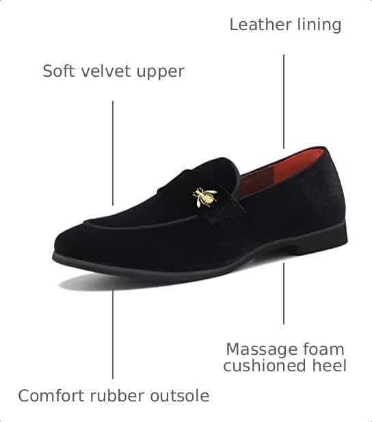 Image of FLQL Men's Luxury Penny Loafer Slip-On Velvet Shoes Party Dancing Shoes Suede Wedding Shoes Plus Size 7-13