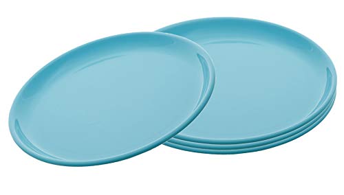Image of Kuber Industries 4 Pieces Unbreakable Round Plastic Microwave Safe Dinner Plates (Green) - CTKTC034607