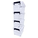 BARGAIN FACTORY 4 x Clear Plastic Storage Container Large Boxes With Lids, Closing Clips and Wheels 16L Integrated Handles Stackable BPA Free Box For Bedroom Office Living Room Kitchen