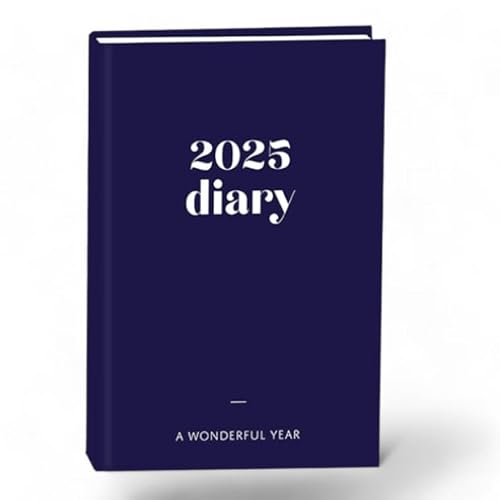 Invero 2025 Page A Day A5 Hardback Diary - Jan 2025 to Dec 2025 Planner Organizer Calendar with Hour Intervals & Worldwide Travel and Metric Information - Blue
