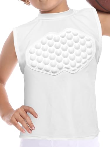 Yeahdor Kids Boys Goalkeeper Soccer Jersey Padded Baseball Chest Protector Shirt Protective Tank Tops Vest White 10-12 Years3