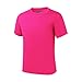 Dreammonkey 4T to Youth Neon Shirt Kids Rash Guard UPF 50+ Dry Fit Athletic Short Sleeve T Shirts for Boys and Girls (Neon Pink M)