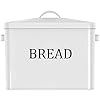 Extra Large White Bread box Vertical Vintage Metal Bread Bin With Lid - Holds 2 Loaves - Countertop Space Saving Farmhouse Breadbox Bread Holder Container Counter Organizer Matches Most Decor Theme