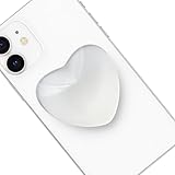 Transparent Heart Shaped Mobile Phone Accessory, White Resin Folding Stand, Transparent Elastic Base, Compatible iPhone Convenient Mobile Phone Accessory (White)