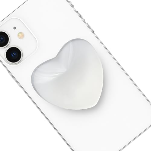 Agarre de corazón para teléfono soporte de resina blanca translúcida para iPhone y Samsung