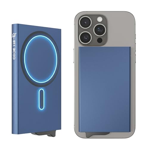 Image of CODE 118 Wallet for Men - Slim Minimalist Aluminum Magnetic Card Holder - RFID Blocking Front Pocket Mag Safe Wallet with Strong Magnet Attachment (Pacific Blue)