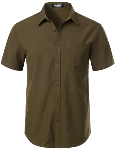 Image of JEMITOP Mens Stretch Wrinkle Free Texture Shirts
