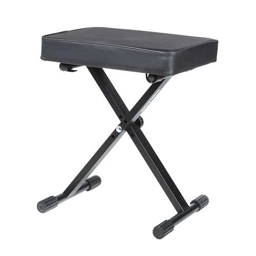 MUSIC STORE BN-90 BK, Klavierbank, Blitzschneller Aufbau, Zusammenlegbar, Gepolsterte Sitzfläche, Variabel einstellbare Sitzhöhe