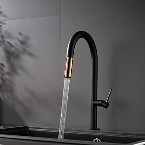 TIMACO Black Kitchen Tap with Pull-Out Shower Tap Kitchen 360° Swivel Mixer Tap for Kitchen Sink Mixer Tap Cover