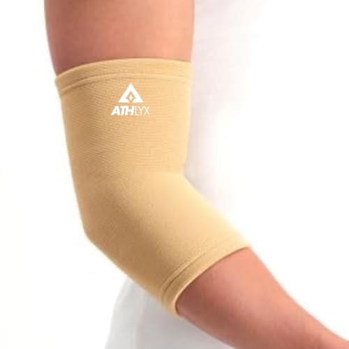 Image of Cotton Elbow Support,Sport Injuries,Tennis Elbow,Joint Sprain for Men & Women for Gym,Sleeves for Cricket,Volleyball |Elbow Support For All Type Of Pain Relief (Beige, XXL)