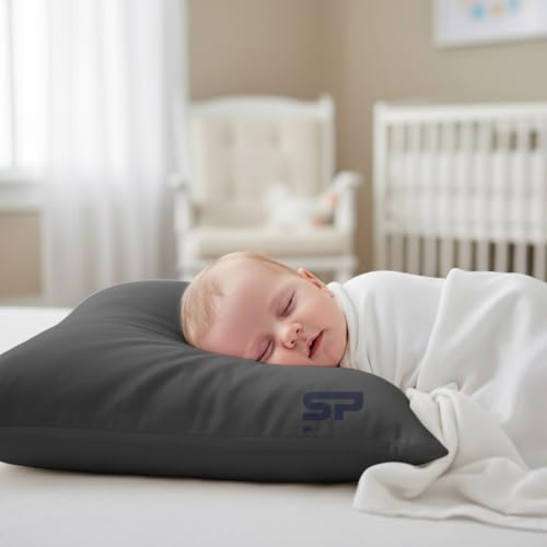 Image of Toddler Travel Pillow case Cover Set of 2 Small Pillow Cover 100% Soft Egyptian Cotton Decorative Mini Pillow case 500 TC Pillow case with Zipper Closure Toddler 12x16, Dark Grey
