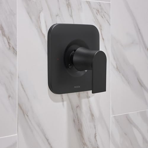 Moen Genta LX Matte Black Pressure-Balancing Modern Shower Trim, Bathroom Shower Lever Handle with Escutcheon, (Posi-Temp Valve Required), T2471BL by Moen - Image 7