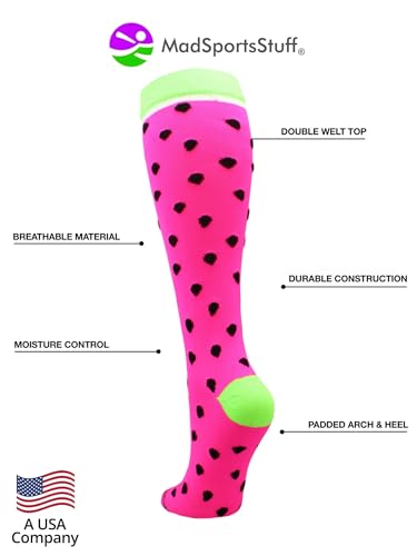 MadSportsStuff Long Watermelon Socks for Softball and Soccer Boys Girls Youth Adult Over the Calf Tall Fun Gift Accessories3