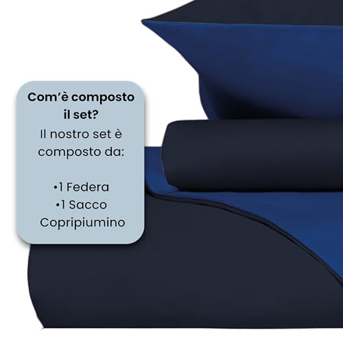 Housse de couette 150x200 bleu royal réversible double face parure Vera - 5