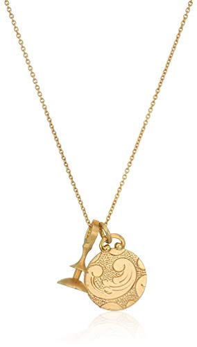 Monica Rich Kosann Gold Cross Disc and "Faith" Fob Charm Necklace