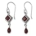 NOVICA .925 Sterling Silver and Garnet Dangle Earrings, Fire of Love'