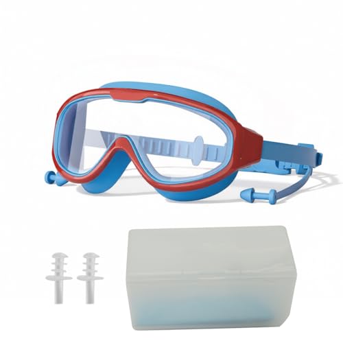 Image of PROBEROS Swimming Goggles for Kids 6-12 Years Old, UV Protection Anti-fog Coated HD, with Leak-Proof Integrated Earplugs, Adjustable Silicone Head Strap & Storage Box