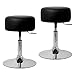 ML-Design 2X Tabouret de Maquillage Noir, Acier Chromé, Rond Ø33 cm, Hauteur Réglable 52-65 cm, Pivotant à 360, Modern, Pouf Rembourré Ergonomique, Revêtement en Similicuir, pour Salon, Chambre, Bar