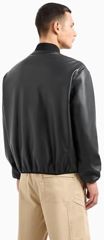 A|X ARMANI EXCHANGE Men's Embossed Faux Leather Bomber Jacket