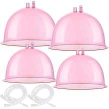 Meifuly Vacuum Therapy Machine Cups, 1800ml & 2100ml 8.4inch & 7.2inch Diameter Vacuum Cupping Machine Accessories Cups with Y Hose, Pink 2 Pairs