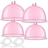 Meifuly Vacuum Therapy Machine Cups, 1800ml & 2100ml (8.4inch & 7.2inch Diameter) Vacuum Cupping Machine Accessories Cups with Y Hose, Pink 2 Pairs