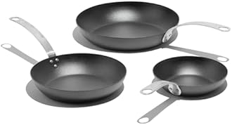 Made In Cookware - 3 Piece (Includes 8",10",12") Seasoned Blue Carbon Steel Frying Pan - (Like Cast Iron, but Better) - Professional Cookware - Crafted in Sweden - Induction Compatible