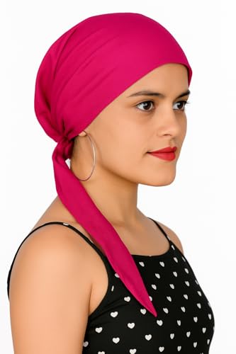 Image of Pure Cotton Double Layer Head Scarves Hair Wrap Cap, Adjustable Free Size Head Cover for Women, Girls, Under Helmet Cover
