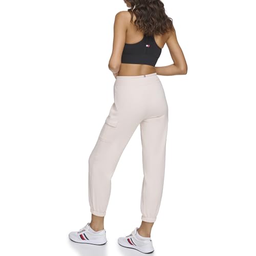 Tommy Hilfiger Calça feminina de lã cargo com logotipo gravado, Pebble, GG