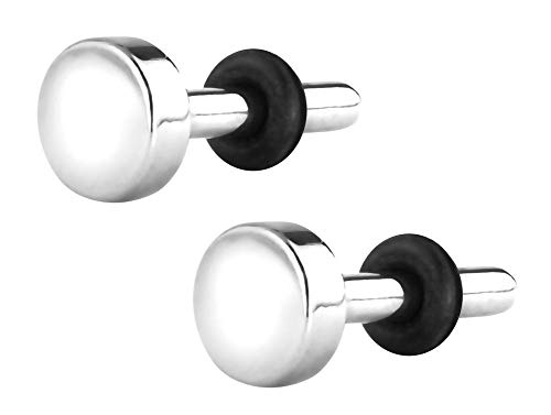 Forbidden Body Jewelry 14g (1.6mm) Surgical Steel Flathead Solid Plug Earrings