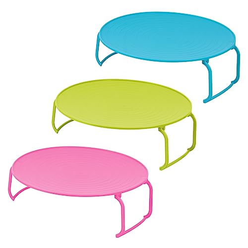 PAMINGONO 3Pcs Folding Steaming Tray Set Multi Functional Layered Storage Rack for Microwave