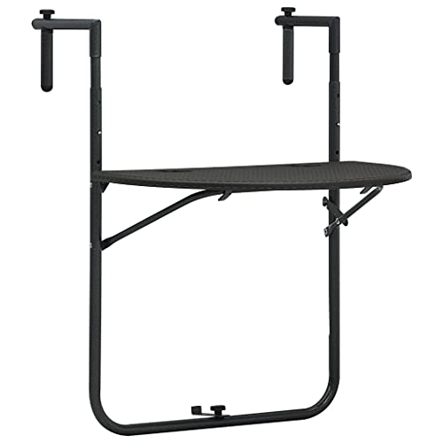 ZHOUMIN Petite table suspendue de balcon, petit balcon, mobilier de balcon, mobilier de balcon, table de jardin, petite table, marron, 60 x 64 x 83,5 cm, plastique aspect rotin