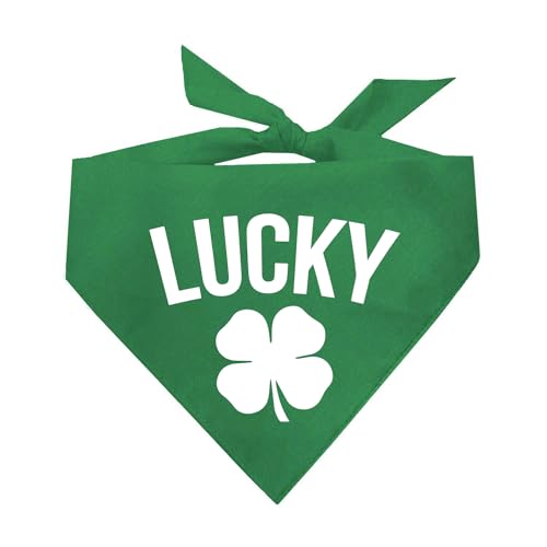 Lucky Dog Bandana | 100% Adjustable Cotton Triangle | Made in USA | Funny St. Patrick's Day Photoshoot Prop | Shamrock | Drinking Bar Parade Event Or Party | Green One Size (37)